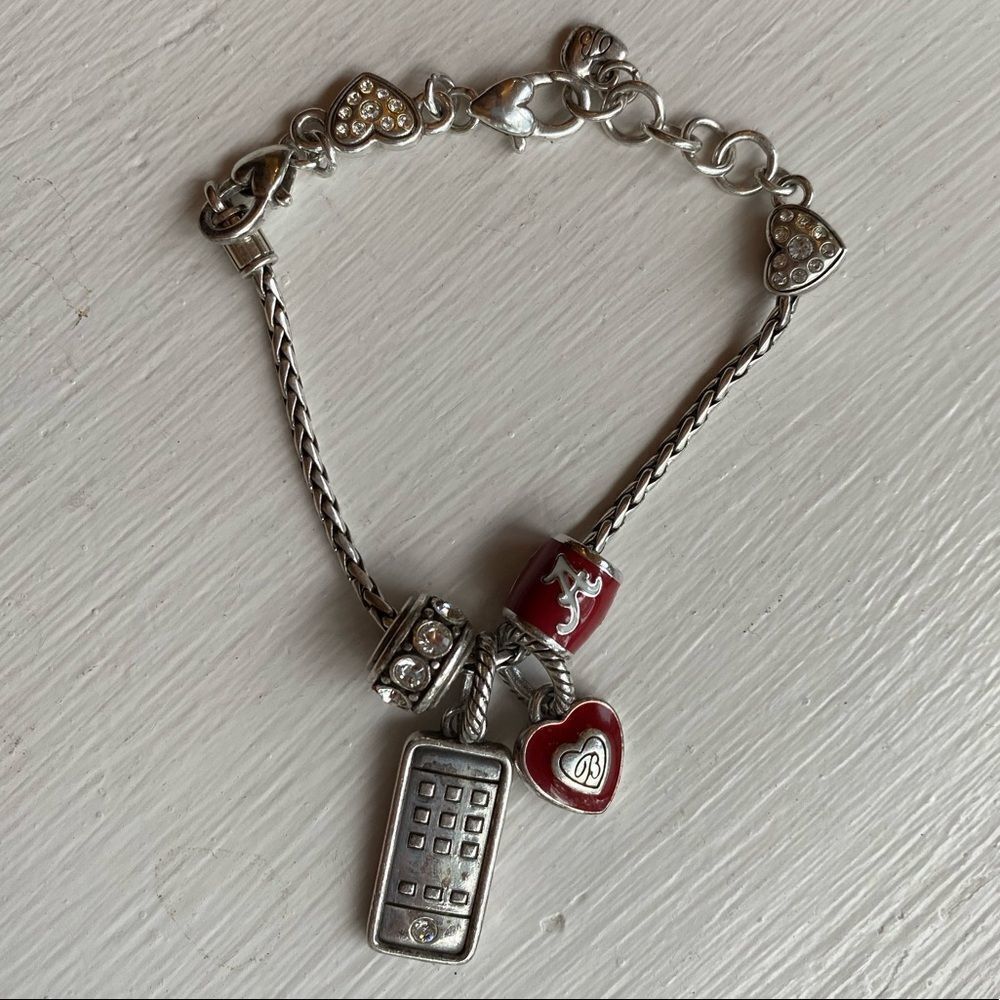 BRIGHTON silver and red University of‎ Alabama charm bracelet